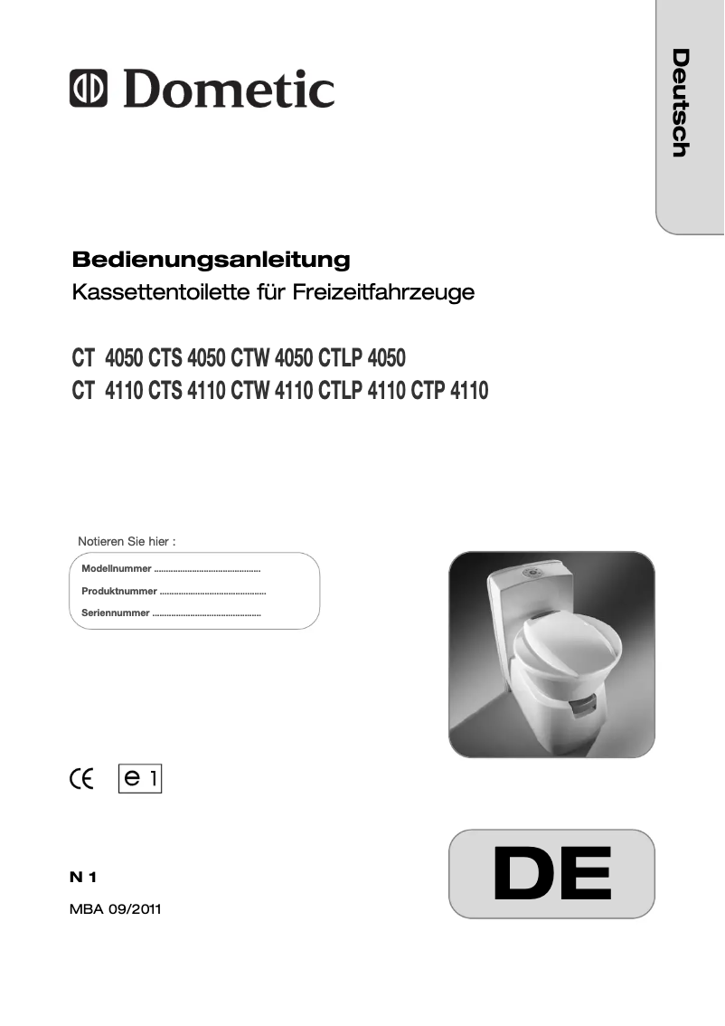 Page 1 de la notice Manuel utilisateur Dometic CTW 4050