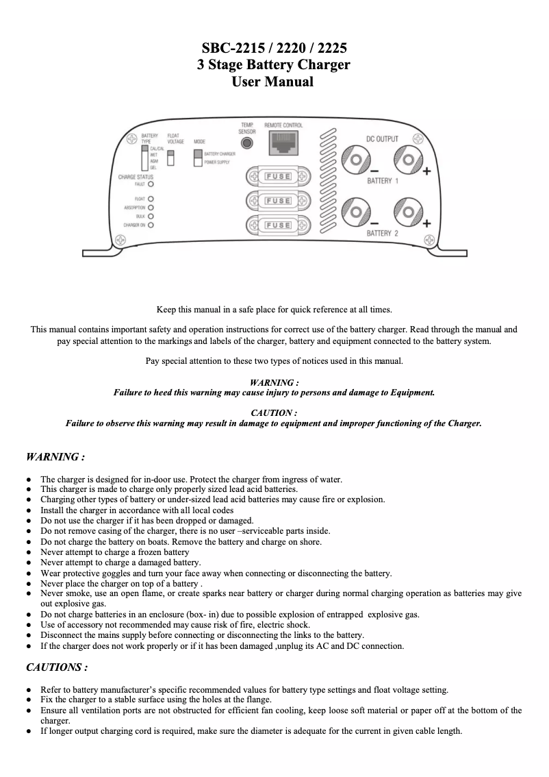 Image de la première page du manuel de l'appareil SBC-2220