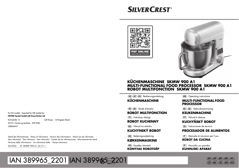 Page 1 de la notice Manuel utilisateur SilverCrest SKMW 900 A1