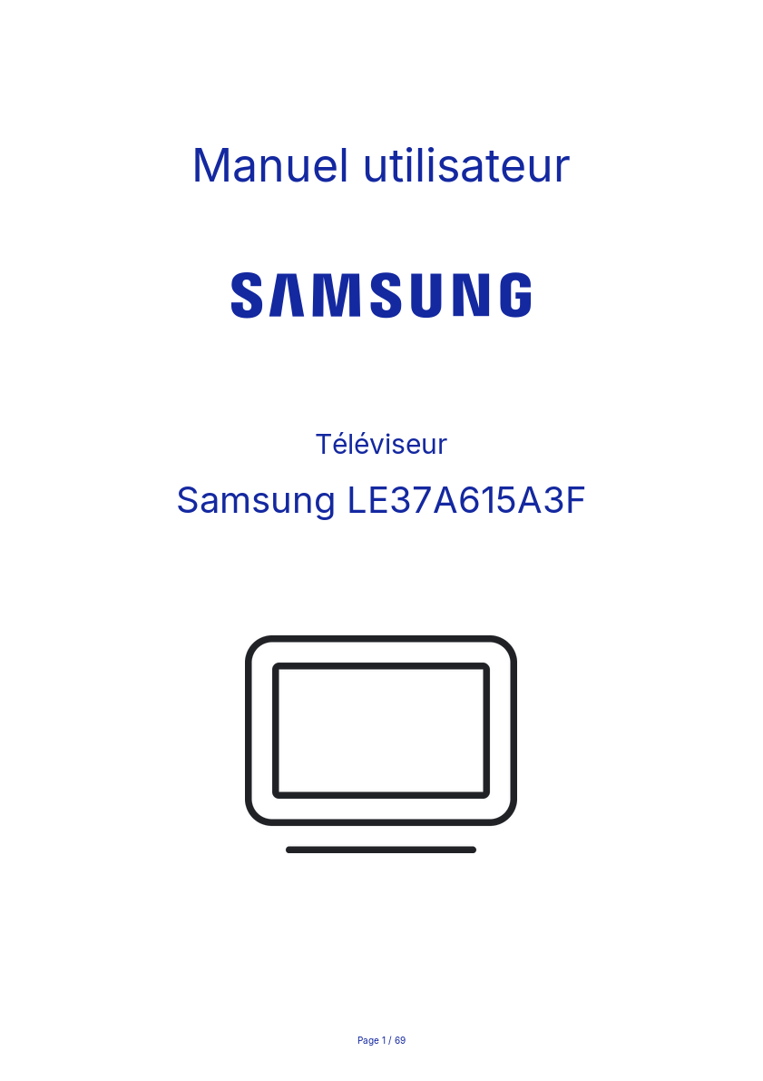 Page n°1 - Manuel utilisateur Samsung LE37A615A3F