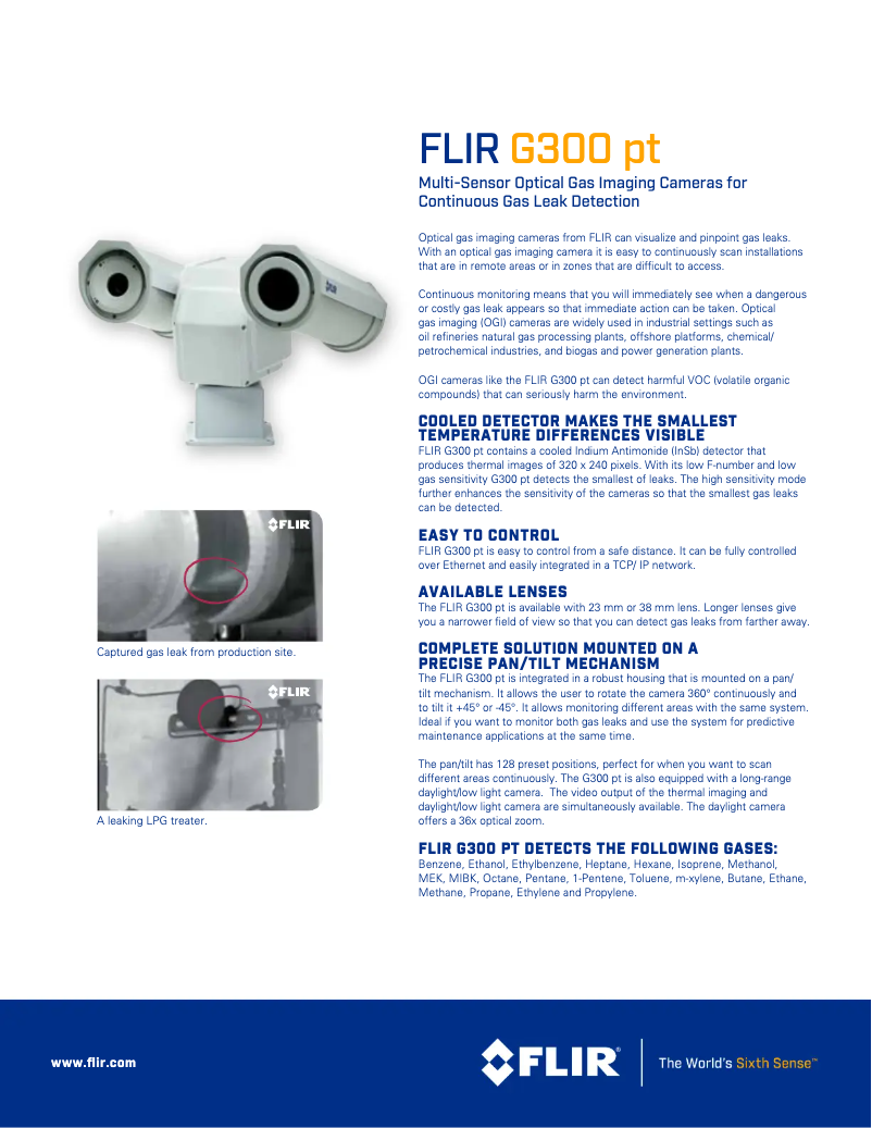 Page 1 de la notice Fiche technique FLIR G300 pt