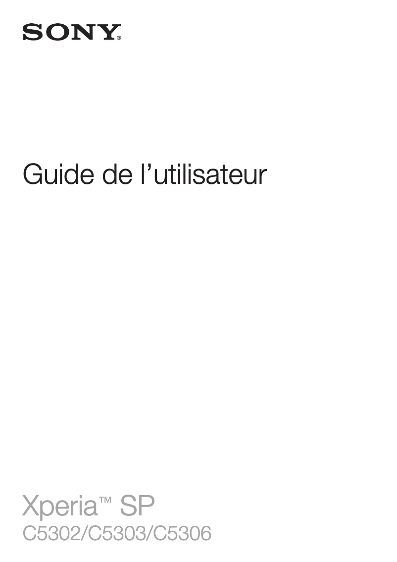 Page 1 de la notice Manuel utilisateur Sony Ericsson Xperia SP