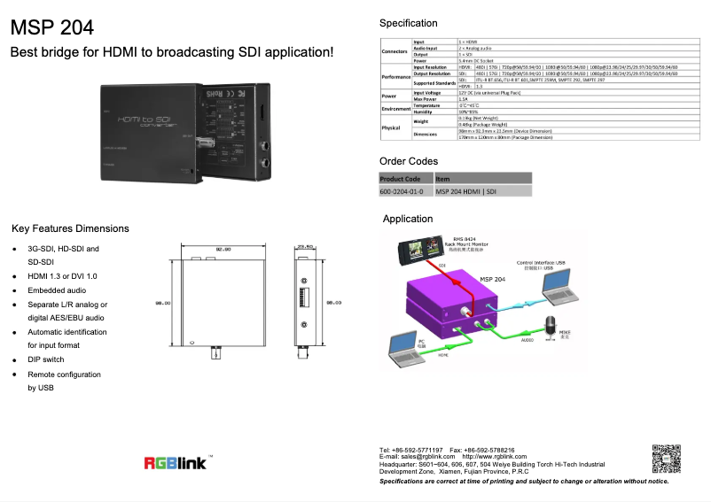 Page n°1 - Manuel utilisateur RGBlink MSP 204