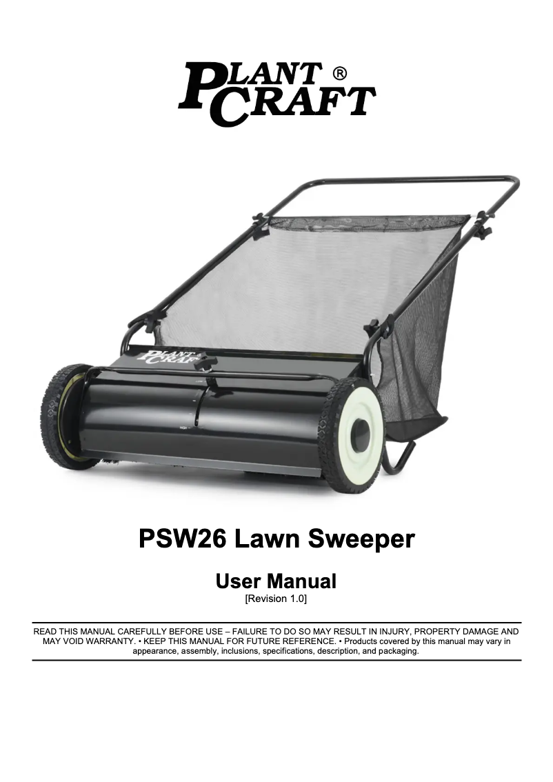 Page 1 de la notice Manuel utilisateur Plant Craft PSW26