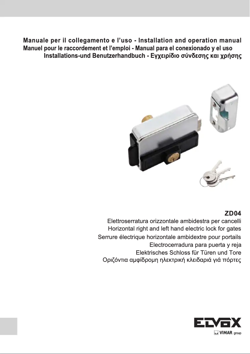 Page n°1 - Manuel utilisateur Vimar ELVOX ZD04