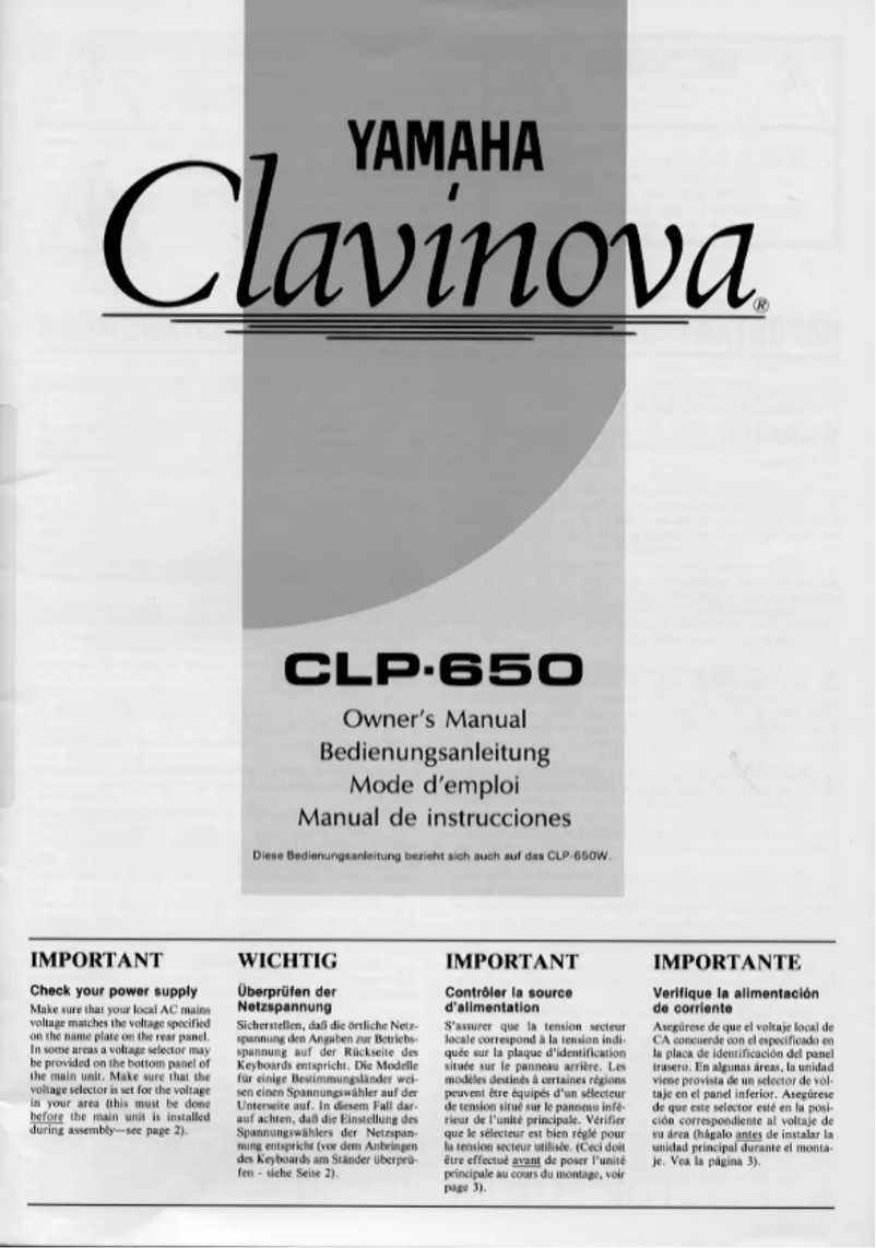 Image de la première page du manuel de l'appareil Clavinova CLP-650
