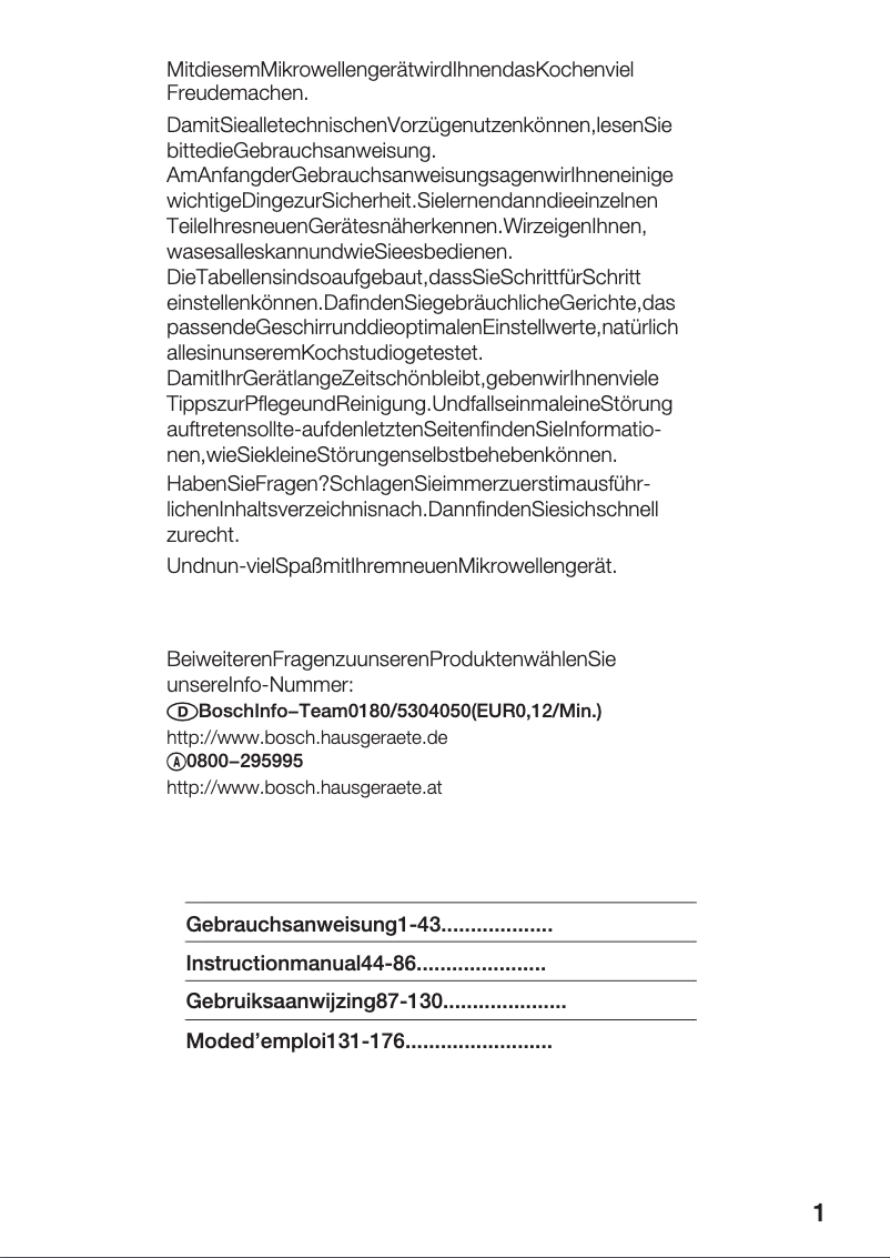 Page 1 de la notice Manuel utilisateur Bosch HMT9850