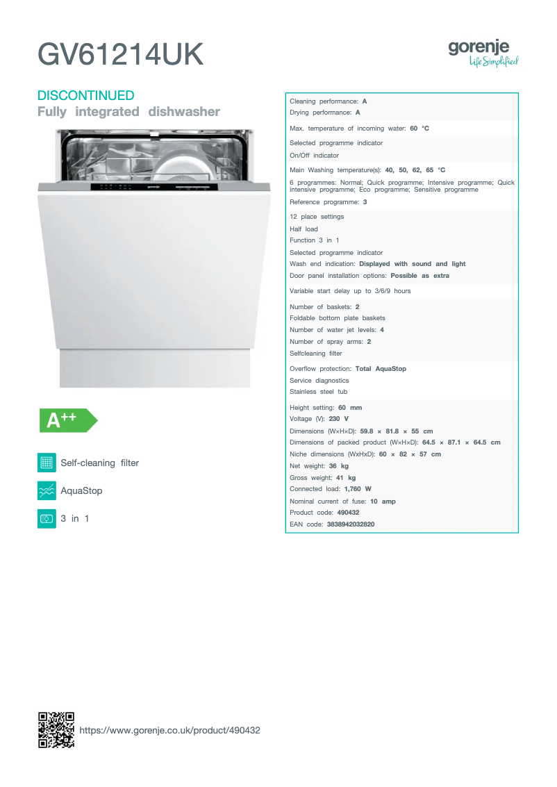 Image de la première page du manuel de l'appareil GV61214UK