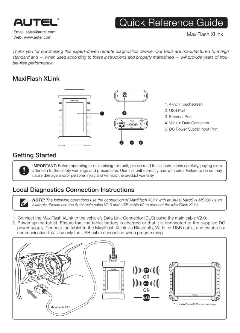 Page 1 de la notice Manuel utilisateur Autel MaxiFlash XLink