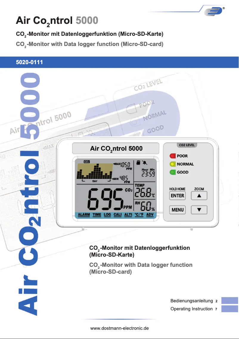 Page 1 de la notice Manuel utilisateur TFA AirCO2ntrol 5000