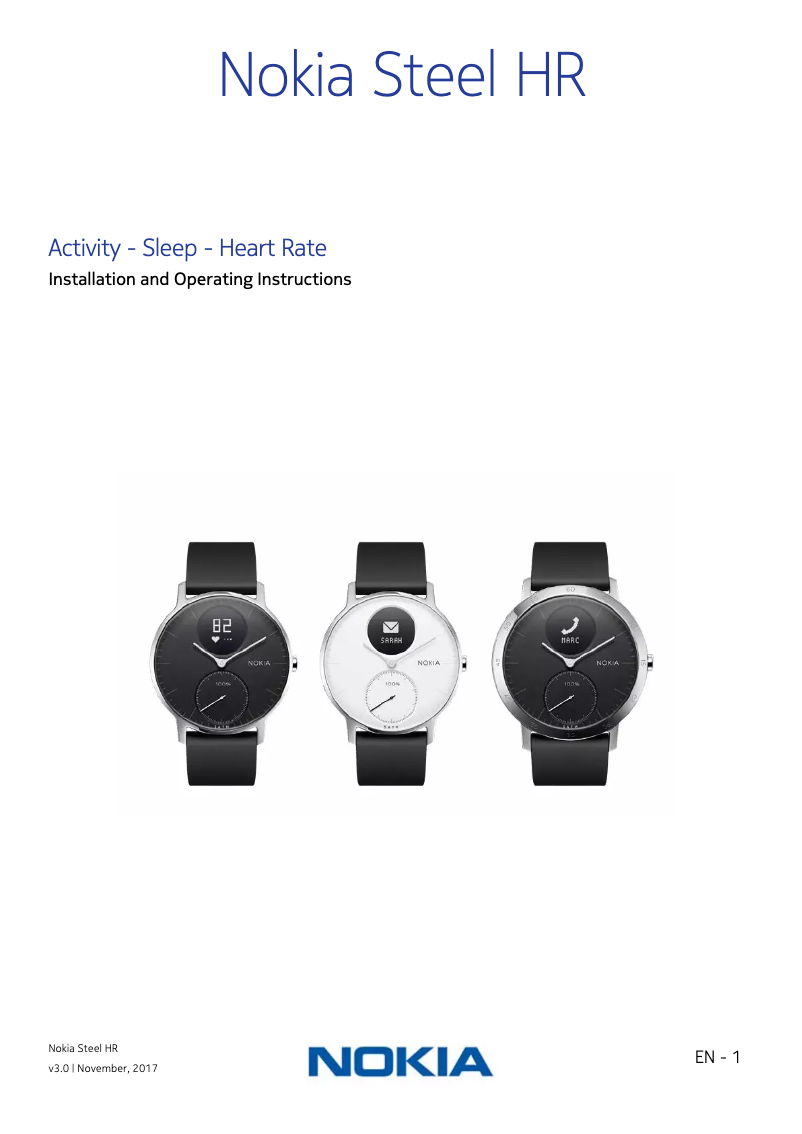 Image de la première page du manuel de l'appareil Steel HR