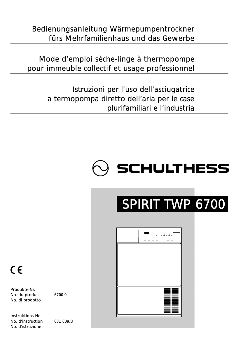 Página 1 del manual Manual de usuario Schulthess Spirit TWP 6700