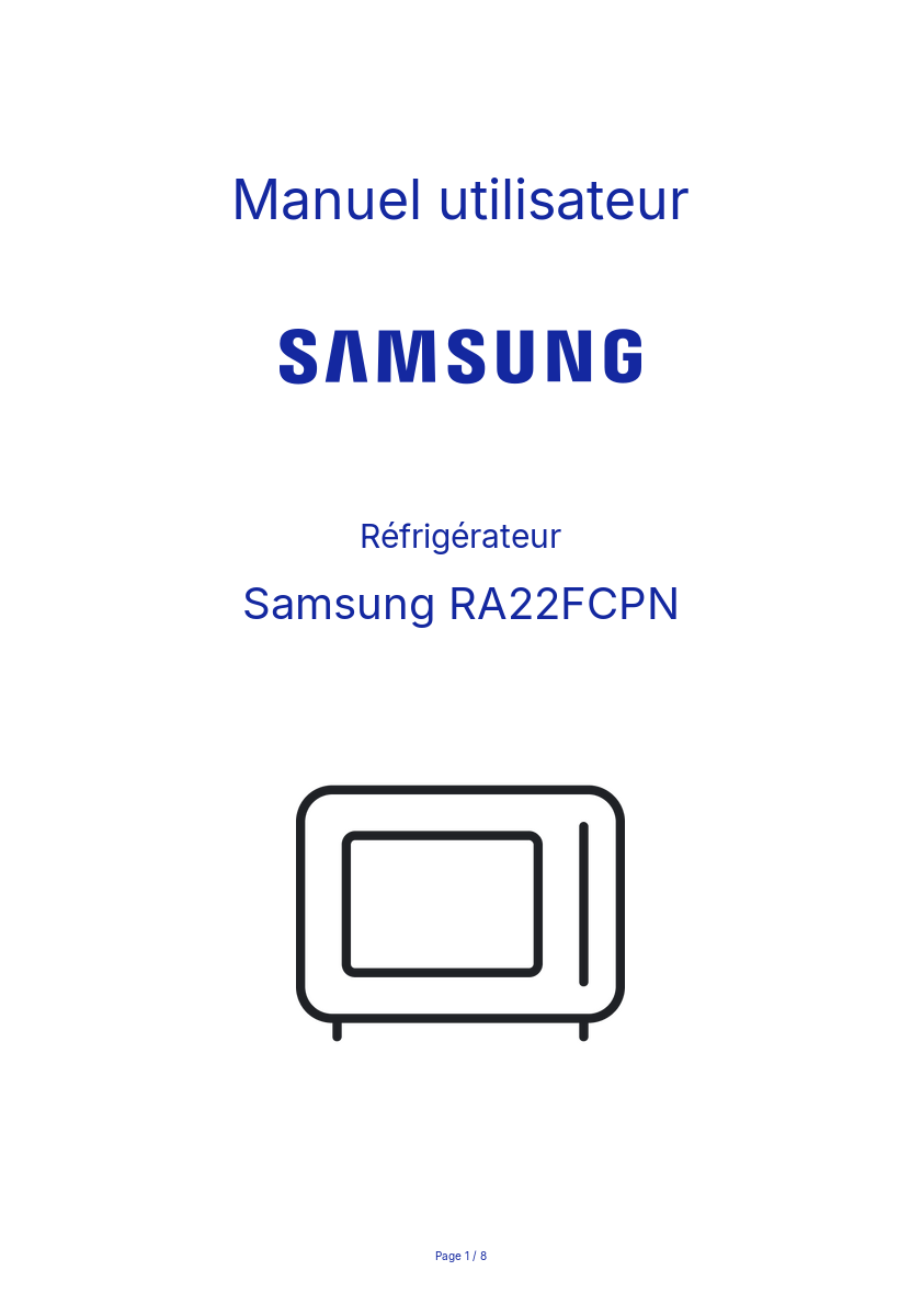 Image de la première page du manuel de l'appareil RA22FCPN