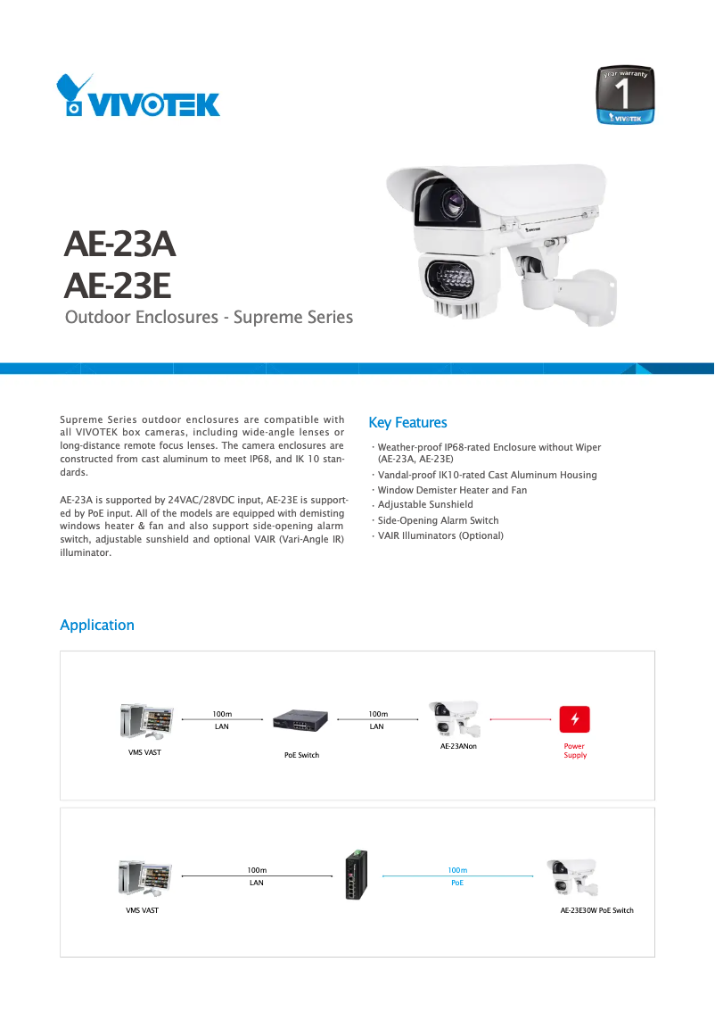 Página 1 del manual Ficha técnica Vivotek AE-23E