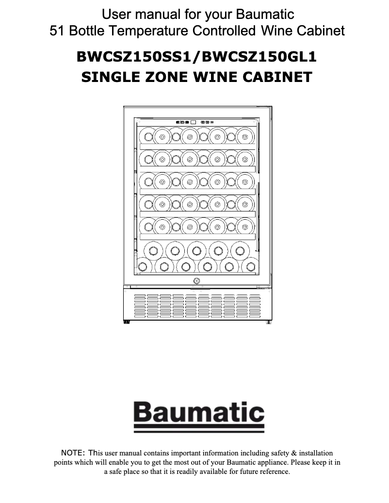 Image de la première page du manuel de l'appareil BWCDZ150SS1