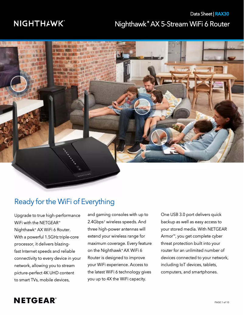 Page 1 de la notice Fiche technique Netgear Nighthawk RAX30