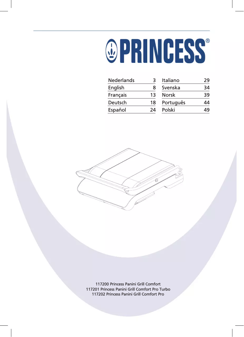 Page n°1 - Manuel utilisateur Princess Panini Grill Comfort Pro 117202