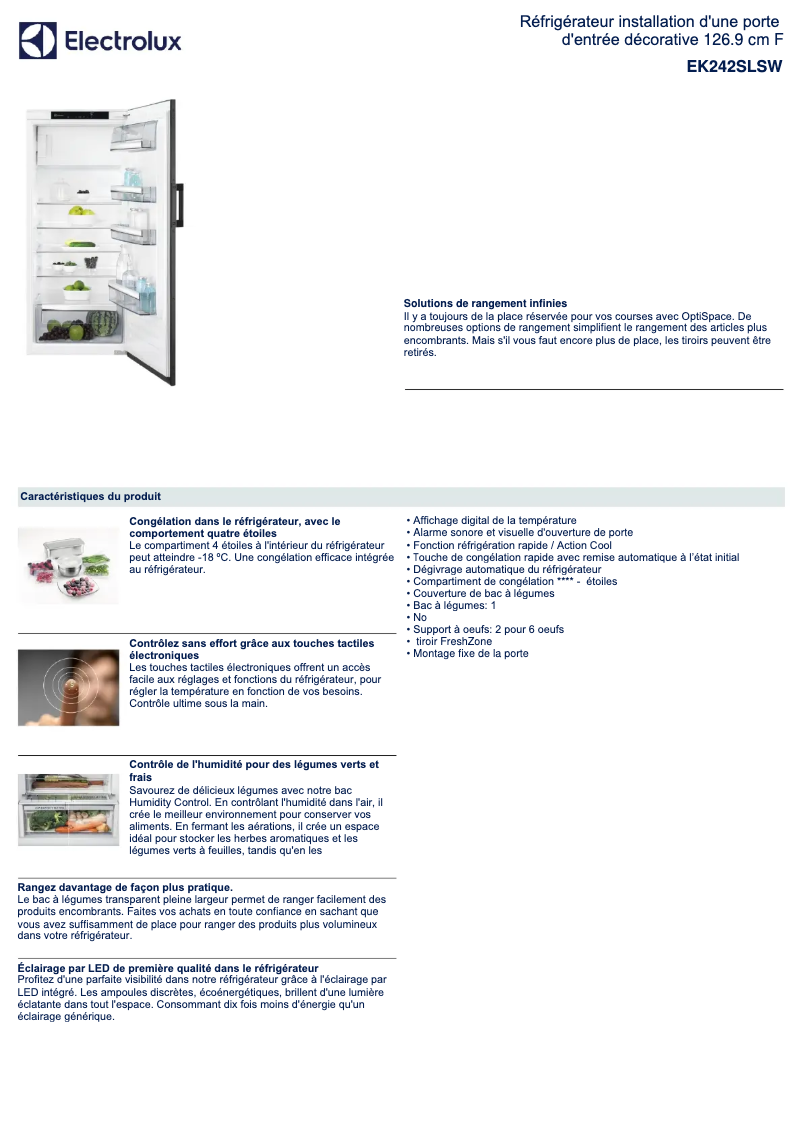 Page n°1 - Fiche technique Electrolux EK242SLSW