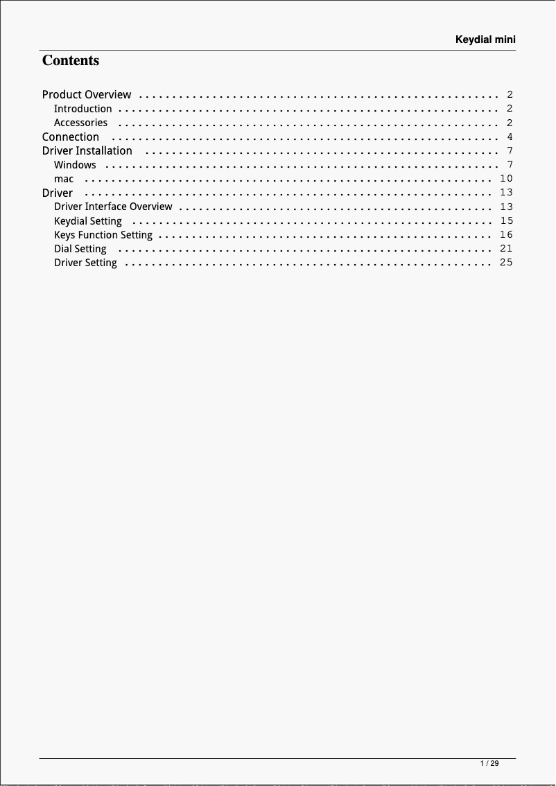 Page 1 de la notice Manuel utilisateur Huion Keydial mini KD100