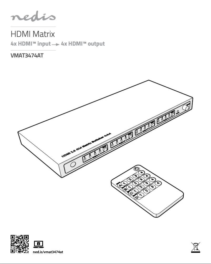 Page 1 de la notice Manuel utilisateur Nedis VMAT3474AT