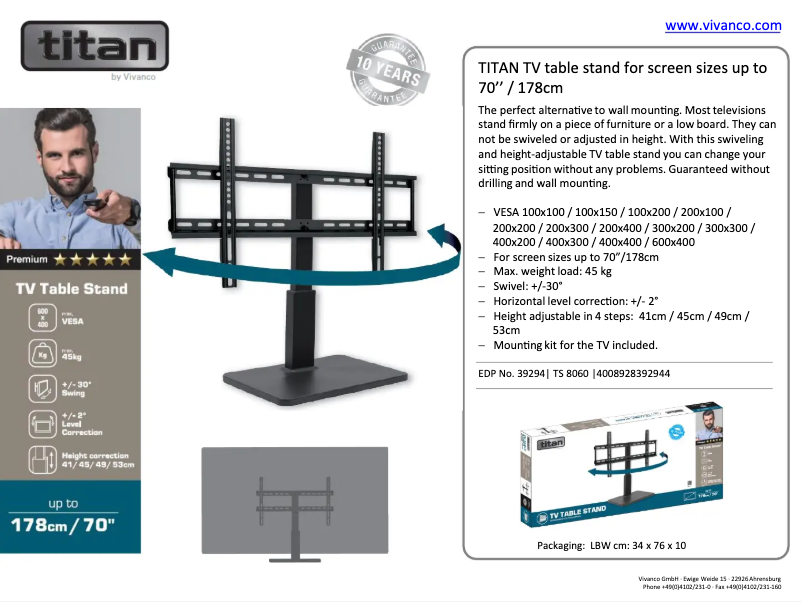 Page 1 de la notice Manuel utilisateur Titan TS 8060