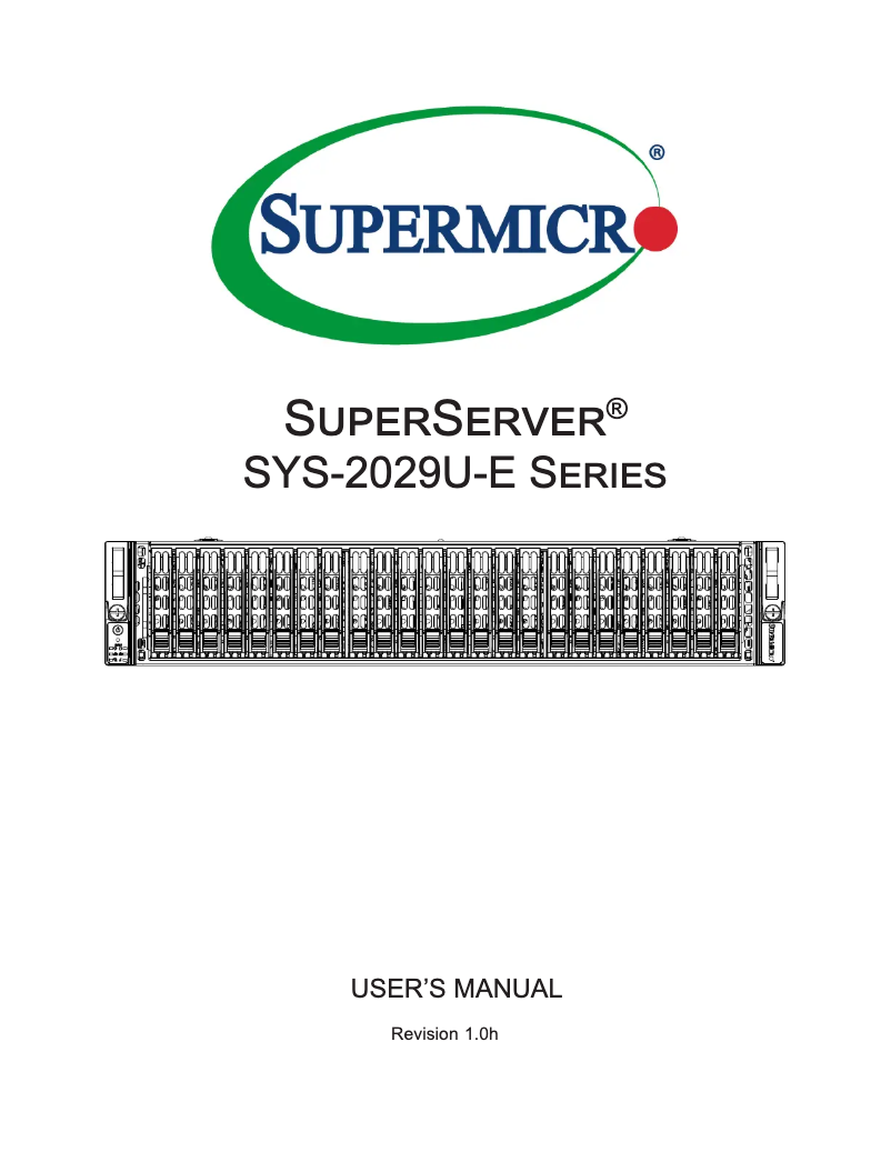 Page 1 de la notice Manuel utilisateur Supermicro SuperServer 2029U-E1CR4T