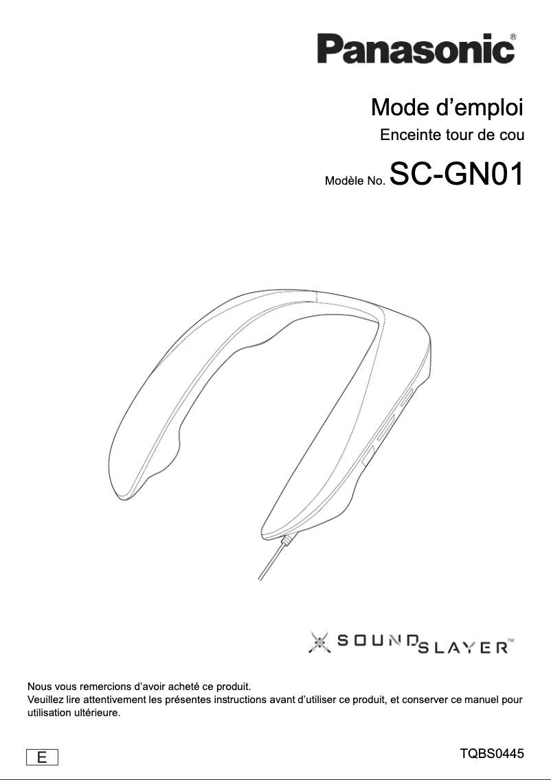 Page n°1 - Manuel utilisateur Panasonic SC-GN01