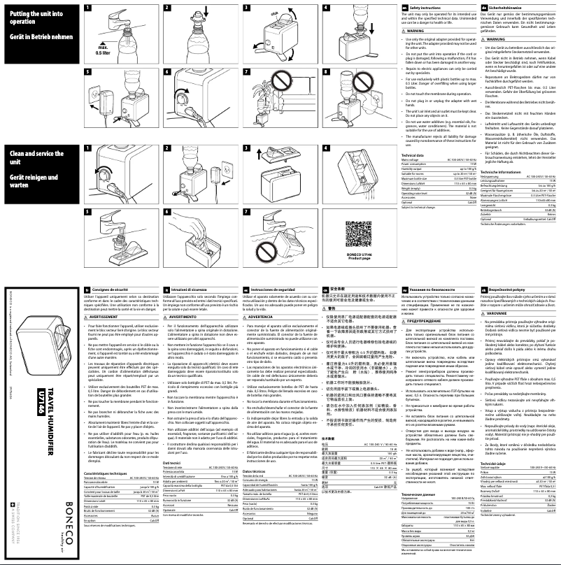 Page 1 de la notice Manuel utilisateur Boneco U7146