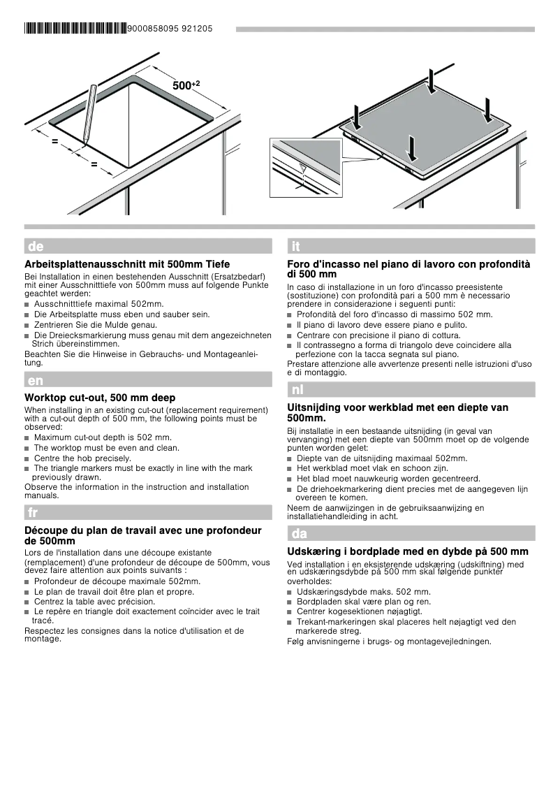 Page n°1 - Guide d'installation Bosch NKE645G17C