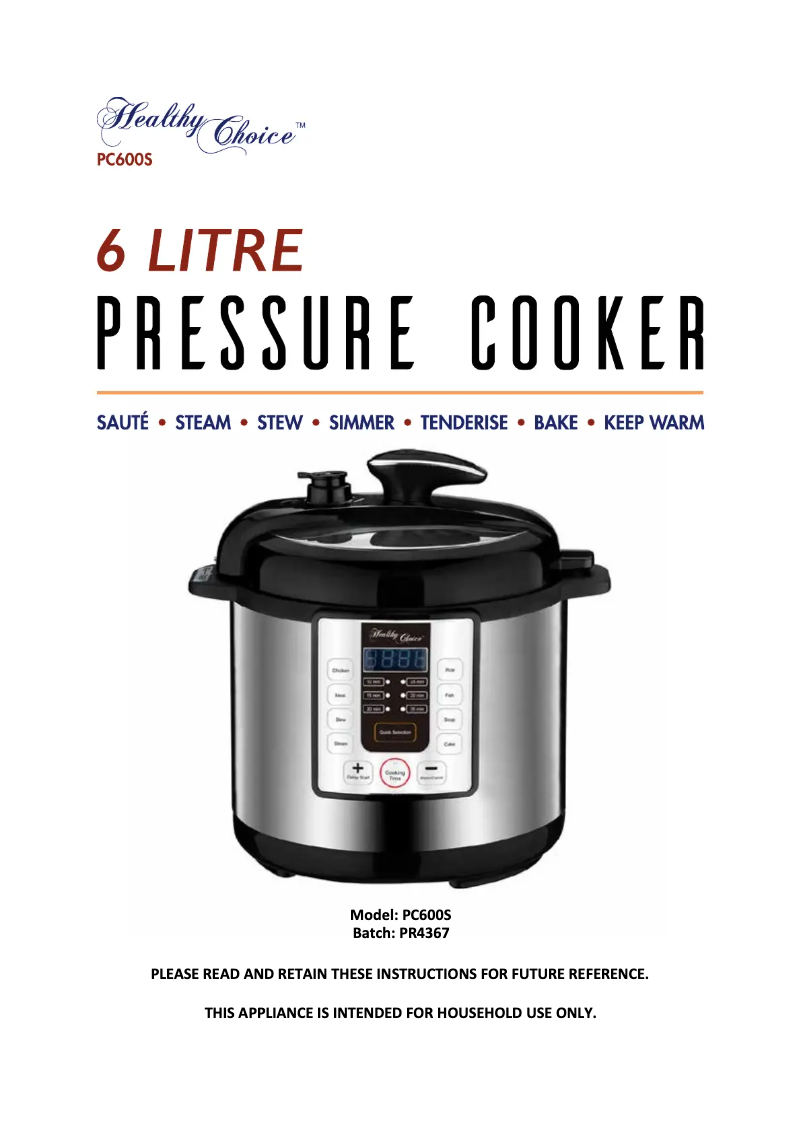 Page n°1 - Manuel utilisateur Healthy Choice PC600S