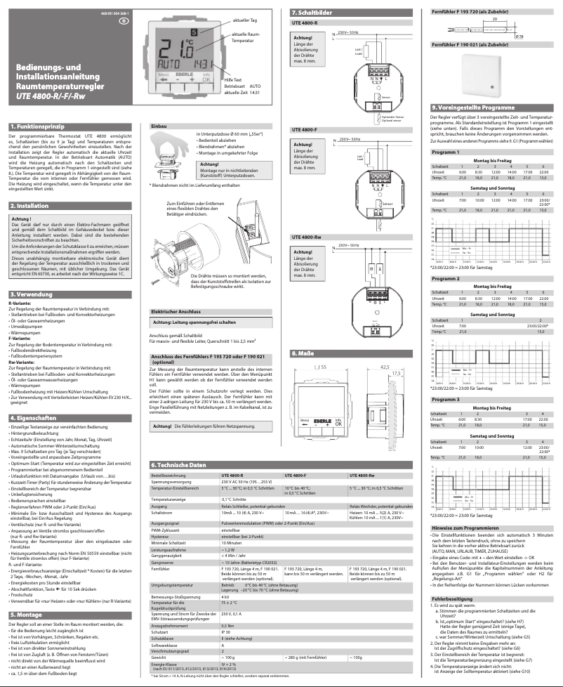 Page n°1 - Manuel utilisateur Eberle UTE 4800-F