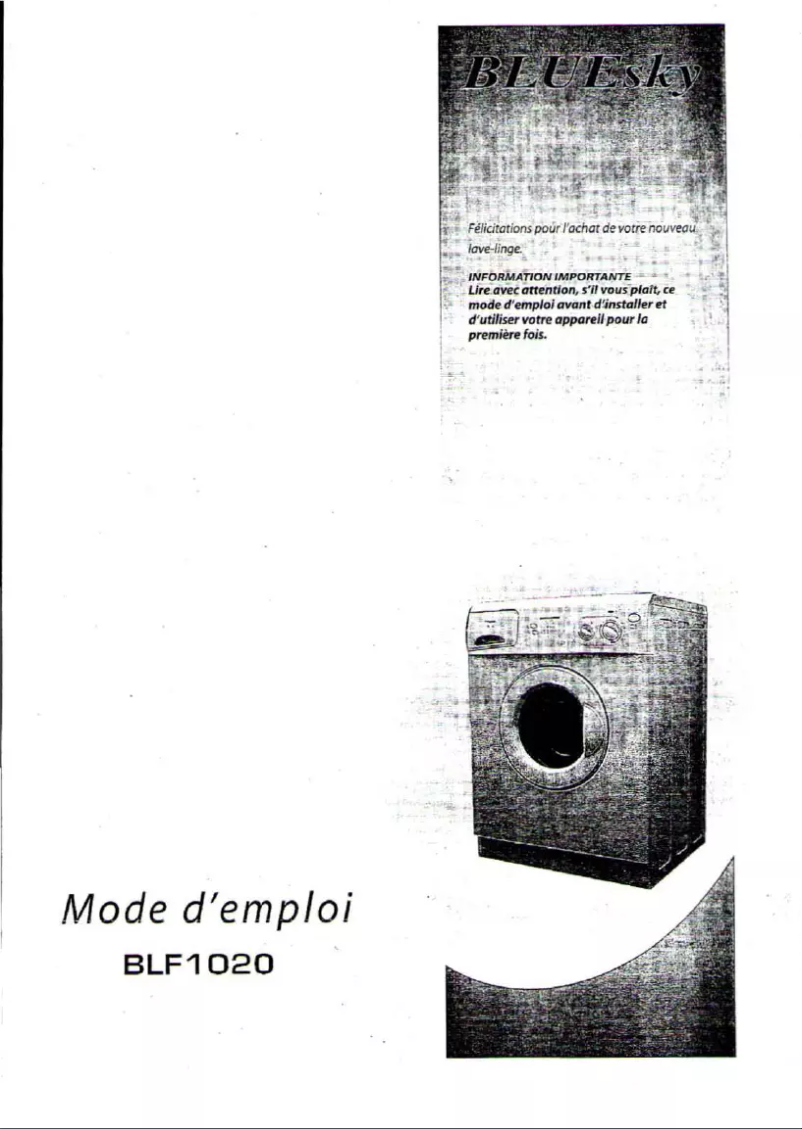 Page n°1 - Manuel utilisateur Bluesky BLF 1020