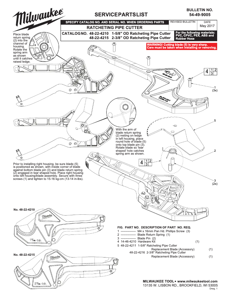 Page n°1 - Manuel utilisateur Milwaukee 48-22-4210