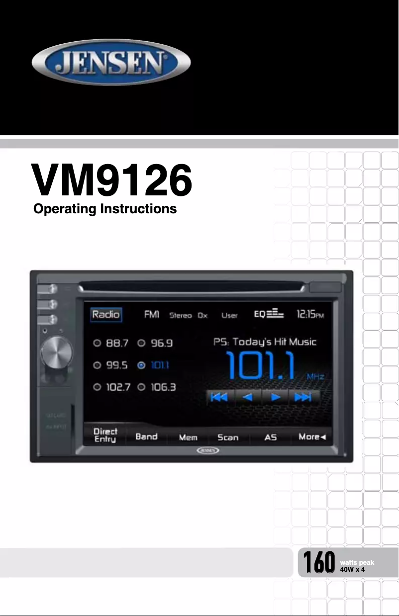 Page 1 de la notice Manuel utilisateur Jensen VM9126