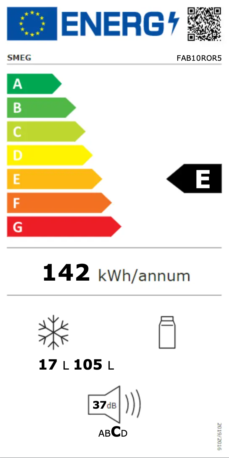 Page n°1 - Label énergétique Smeg FAB10ROR5