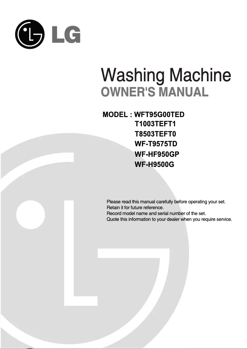 Page n°1 - Manuel utilisateur LG WF-HF950GP
