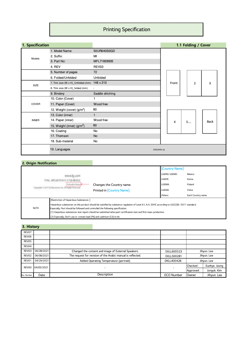 Page n°1 - Manuel utilisateur LG 65UR640S0TD