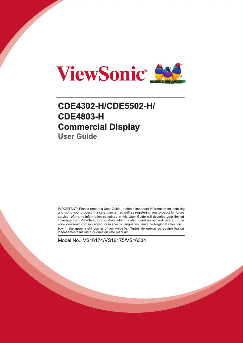 Page 1 de la notice Manuel utilisateur Viewsonic CDE4803-H