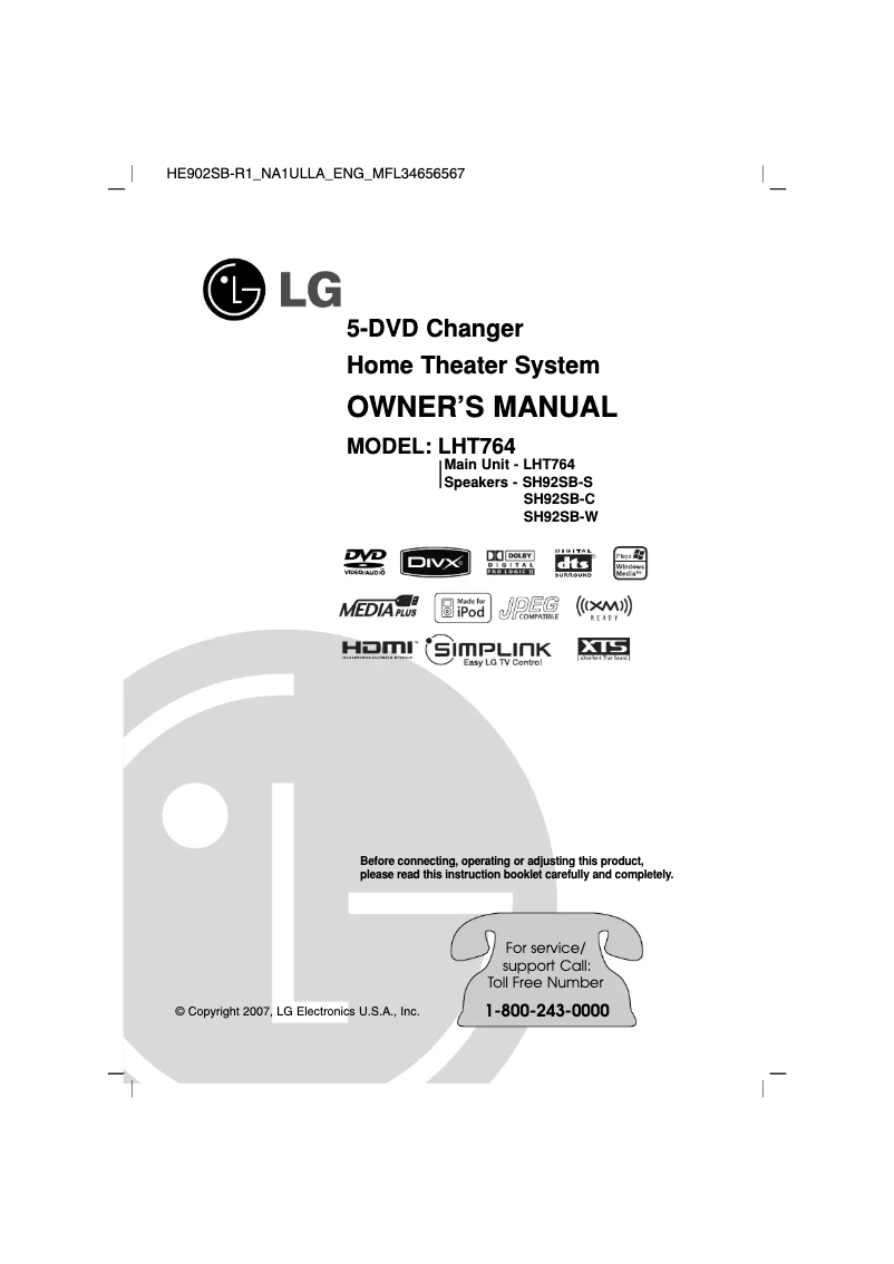 Image de la première page du manuel de l'appareil LHT764