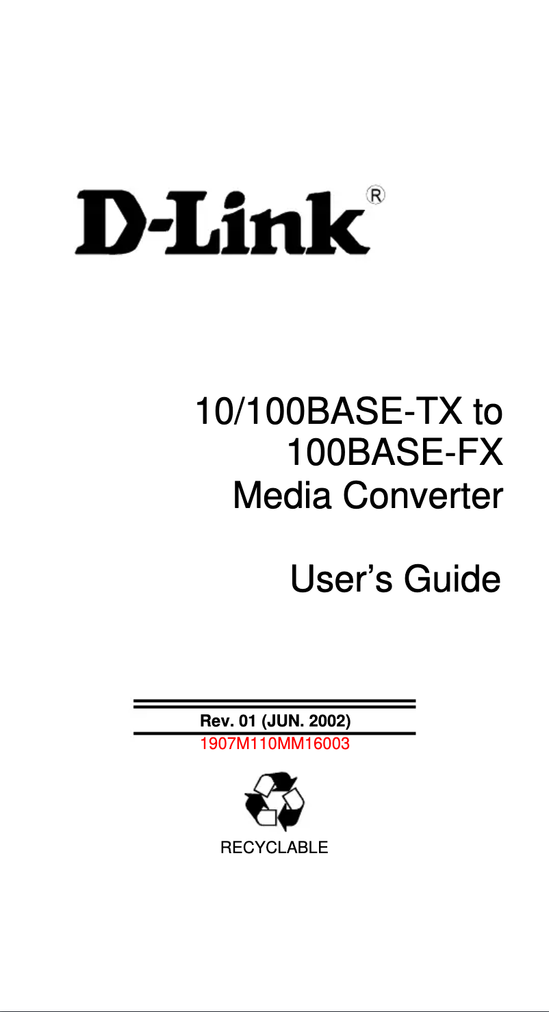 Page n°1 - Manuel utilisateur D-Link DMC-300SC