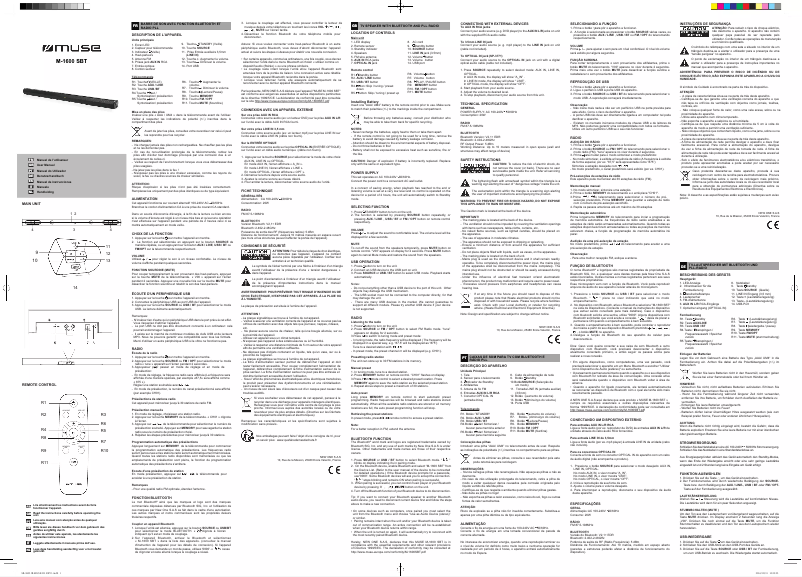 Page n°1 - Manuel utilisateur Muse M-1600 SBT