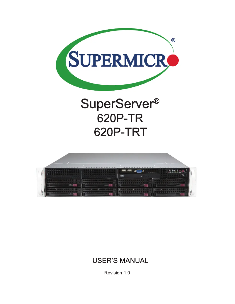 Page 1 de la notice Manuel utilisateur Supermicro SYS-620P-TRT
