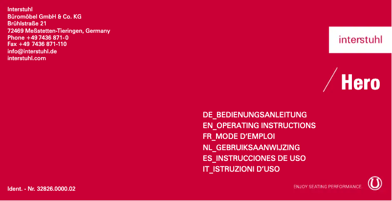 Page 1 de la notice Manuel utilisateur Interstuhl Hero 162H