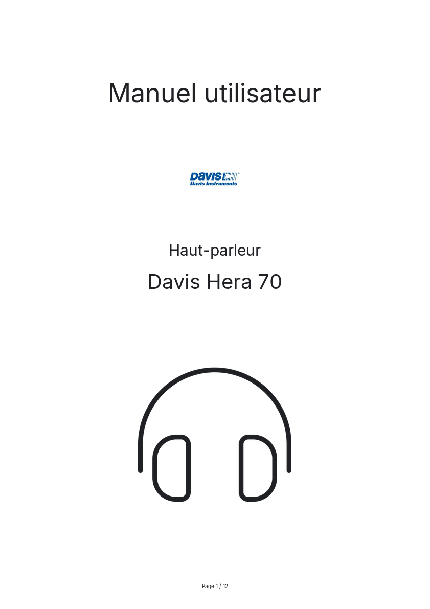 Image de la première page du manuel de l'appareil Hera 70