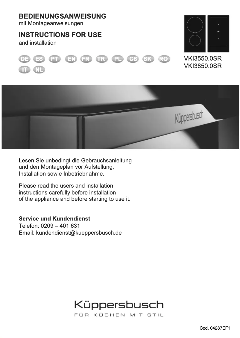 Page 1 de la notice Manuel utilisateur Küppersbusch VKI3850.0SR