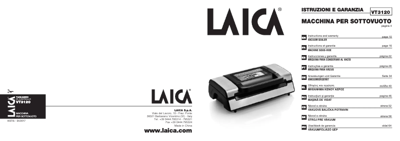 Page n°1 - Manuel utilisateur Laica VT3120