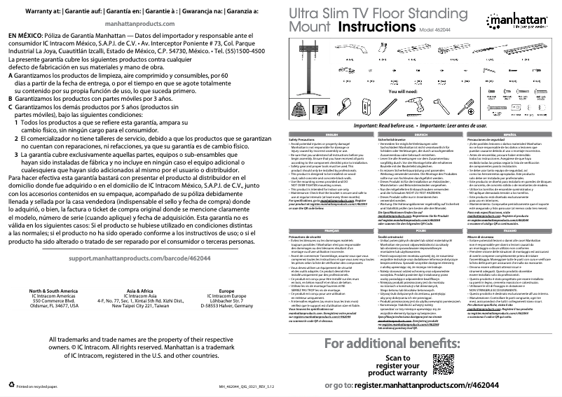 Page 1 de la notice Manuel utilisateur Manhattan 462044