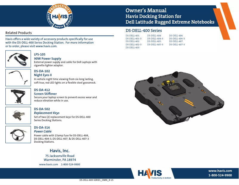 Page n°1 - Manuel utilisateur Havis DS-DELL-404-3