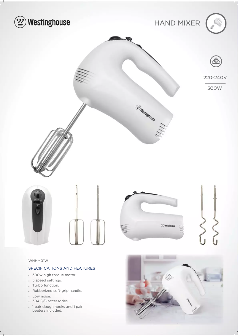Page 1 de la notice Fiche technique Westinghouse WHHM01W