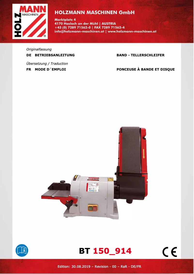 Page n°1 - Manuel utilisateur Holzmann BT 150_914